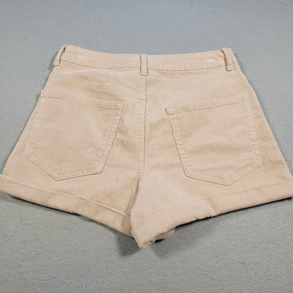 Forever 21 Corduroy Shorts Beige High‎ Rise Cutoff Casual Roll Hem Women's 26 XS